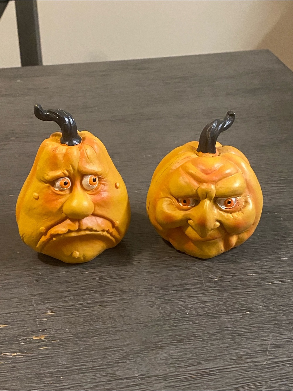Whimsical Pumpkin Face Figurines- Set of 2